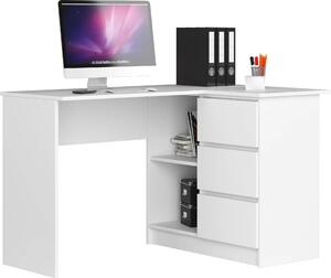 Tavolo ad angolo bianco con 3 cassetti 124 cm design moderno e resistente