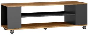 HOMCOM Mobile TV da Terra con Ruote 4 Ripiani per TV fino a 55 Pollici, 120x40x38,5 cm Noce e Nero | Aosom Italy