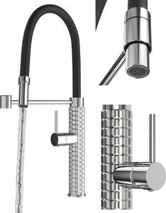 Granitan | Miscelatore da cucina Fano - Nero - Orientabile a 360° - Getto regolabile - Foro di montaggio 35 mm