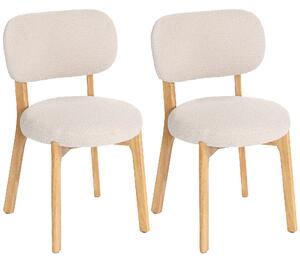 HOMCOM Set di 2 sedie da pranzo imbottite con gambe in legno di hevea, 46,5 x 52 x 80 cm, crema | Aosom Italy