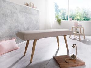 KADIMA DESIGN Divano SALI in tessuto/legno massiccio beige 117 x 51 x 38 cm in stile retrò Divano imbottito a 2 posti Divano imbottito da corridoio Divano imbottito in tessuto Divano da sala da pranzo marrone