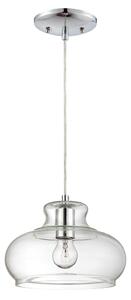 Lampada a sospensione cromo / vetro trasparente Maxi con 1 sorgente luminosa