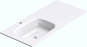 Doporro Lavabo ad Incasso Soprapiano 100 cm in Marmoresina Bianco Lucido, Lavabo Bagno da Appoggio Lavandino con Foro Rubinetto Vasca a Sinistra Colossum04