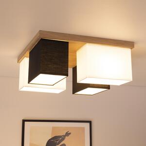 Plafoniera MeLiTec "Paloma", D129, in vero legno di quercia, crema/bianco e nero, lampada da soffitto moderna