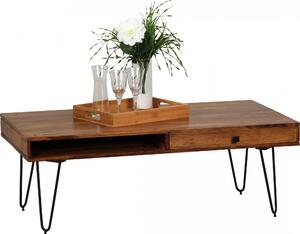 Wohnling tavolino in legno massiccio di sheesham 120 x 60 x 40 CM con 2 cassetti; WL1.513