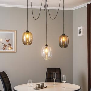 TK Lighting Lampada a sospensione Elio, vetro, marrone/chiaro/grigio, a 3 luci