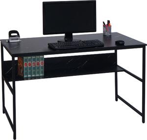 Scrivania MCW-K80, scrivania da ufficio, scrivania per computer, piano di lavoro, ripiano, metallo e MDF, 120x60 cm ~ effetto marmo nero