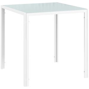 HOMCOM Tavolo da Pranzo in Vetro Quadrato per 4 Persone con Gambe in Metallo, 75x75x75 cm, Bianco | Aosom Italy