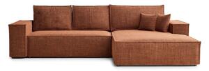 Divano angolare color rame allungabile/con contenitore (con penisola a destra/con chaise lounge) con rivestimento in ciniglia Maze – Maison de Rêve