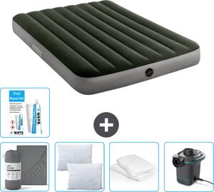 Letto ad aria Intex - Letto matrimoniale - 137 x 191 x 25 cm - Verde - Consegna inclusa Lenzuolo completo - Baciamano - Pompa - Set di riparazione it Guanciale protettivo