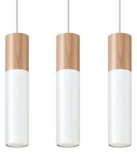 Lampada a sospensione PABLO 3 bianco 3xGU10 10W acciaio/legno 90x6x45cm Sollux Lighting