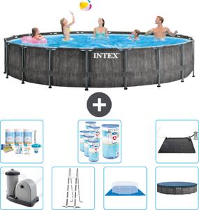 Piscina Intex Round Prism Frame Greywood - 549 x 122 cm - inclusa pompa - scaletta - telo di fondo - pacchetto manutenzione copertura - filtro - tappetino solare