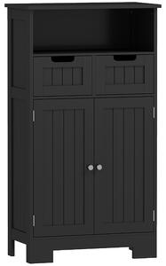 Kleankin Mobile Basso da Bagno Multi-scomparti con 2 cassetti e Armadietto Doppia Anta, Nero | Aosom Italy