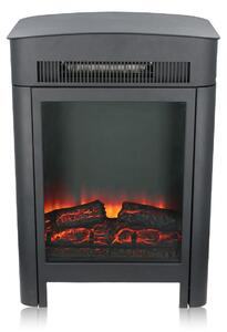 Camino elettrico a pavimento, nero - Potenza riscaldante: 1800-2000 Watt - Materiale: pietra - Ideale per creare atmosfera in ambienti interni
