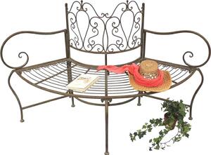 DanDiBo panchina albero metallo resistente alle intemperie marrone 135 cm 3 posti semicircolare JC112287 panca da giardino panca rotonda