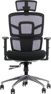 Sedia da ufficio girevole ergonomica TREX, base in alluminio, braccioli regolabili, seduta scorrevole (avanti-indietro), nero