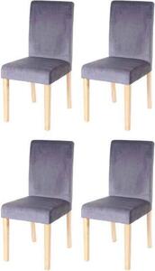 Set di 4 sedie per sala da pranzo Sedia da cucina Littau, velluto MVG ~ grigio, gambe chiare