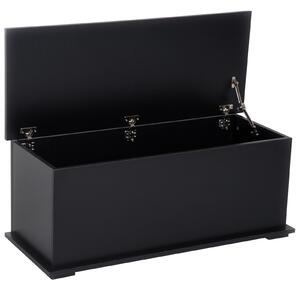 HOMCOM Cassapanca contenitore cassapanca per giocattoli grande capacità cerniera di sicurezza in legno 100 x 40 x 40 cm nero | Aosom Italy