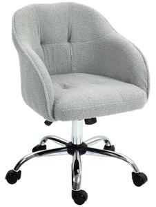HOMCOM Sedia per scrivania ergonomica con funzione dondolo, effetto velluto teddy, 56x61x86 cm, Grigio | Aosom Italy
