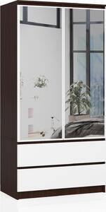 Akord Armadio 2 Ante 2 Cassetti 2 Specchi Wengè E Bianco 90X51X180 Cm