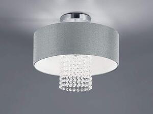Lampada da soffitto a più luci con paralume rotondo in tessuto Ø40cm argento cristalli acrilici