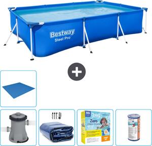 Piscina Bestway Pro rettangolare in acciaio - 300 x 201 x 66 cm - Blu - inclusa pompa - tenda - pacchetto manutenzione - filtro - telo di fondo