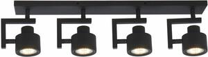 Faretto da soffitto a 4 punti nero orientabile Alenis 2 4xGU10 50W REA823304-02 Reality