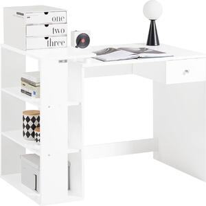 SoBuy Scrivania Scrivania per computer - Tre ripiani - Cassetto - Bianco