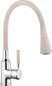 Invena Rubinetto per lavello Pogo Plus Beige, Monocomando con bocca a doppia funzione, Miscelatore in ceramica 35 mm