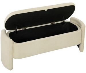 HOMCOM Panca Contenitore Imbottita in Tessuto Bouclé con Gambe in Legno, 118x42x45 cm, Crema | Aosom Italy