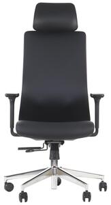 Sedia da ufficio girevole ergonomica AKCENT PU, base cromata, braccioli regolabili, seduta scorrevole (avanti-indietro), ecopelle, nero