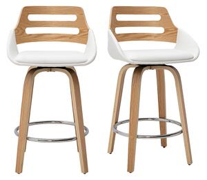 Sgabelli da bar scandinavi girevoli bianchi e legno chiaro H65,5 cm (lotto di 2) PERNIK