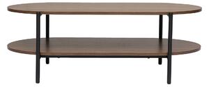 Tavolino basso ovale finitura legno scuro noce e metallo L115 cm BRUNA