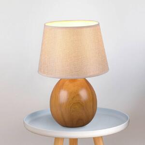 Reality Leuchten Lampada da tavolo Loxur, altezza 35 cm, look beige/legno