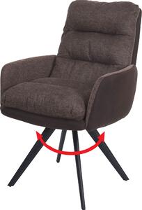 Sedia da pranzo HWC-G66, sedia da cucina sedia, girevole posizione automatica tessuto/tessuto MVG ~ marrone-marrone scuro, con braccioli