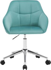 Set di 2 sedie da ufficio girevoli in velluto - Regolabili in altezza - Con braccioli - Verde menta - Per soggiorno, ufficio o toilette