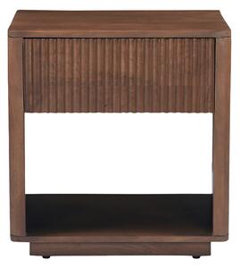 Comodino con cassetto in legno massiccio di mango scuro ALDA