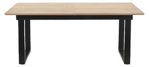 Tavolo da pranzo allungabile in legno chiaro di mango massiccio e metallo nero L180-220 cm BRAVA