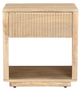 Tavolino da notte con cassetto in legno chiaro di mango massiccio ALDA