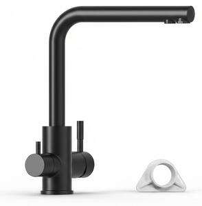 Rubinetto da cucina JL - Miscelatore a 3 vie - Nero - Rotazione a 360°