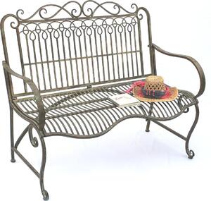 DanDiBo panca da giardino in metallo resistente alle intemperie patina verde 110 cm panca a 2 posti JC150014 panca da parco ferro giardino