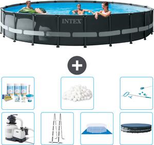 Piscina Intex Round Ultra XTR Frame - 610 x 122 cm - inclusa pompa - scaletta - telo di fondo - confezione di manutenzione della copertura - sfere filtranti - kit di pulizia