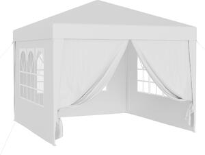 Padiglione Wiltec 3 x 3 m in bianco con protezione UV 50+, padiglione da giardino con lati rimovibili, tenda per feste con finestre, ad esempio per terrazze e festival