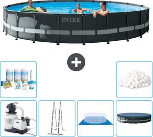 Piscina Intex Round Ultra XTR Frame - 610 x 122 cm - inclusa pompa - scaletta - telo di fondo - confezione di manutenzione della copertura - sfere filtranti