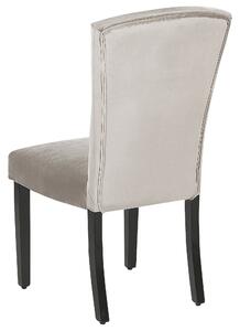 Set di 2 sedie da pranzo in velluto grigio con schienale alto design retrò con finiture in argento a forma di chiodo Beliani