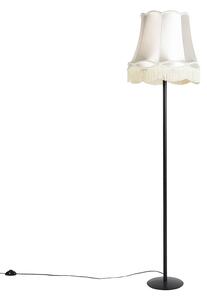 Lampada da terra retrò nera con paralume granny crema 45 cm - Simplo