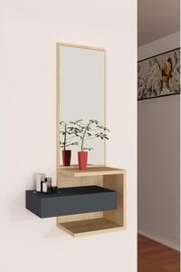 Specchio da parete con mensola STELLA 90x49 cm marrone/antracite