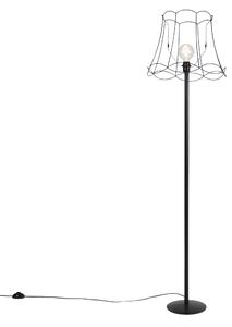 Lampada da terra nera con paralume a telaio Granny nero 45 cm - Simplo