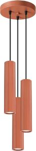 Lampada a sospensione KARBON 3P rosso ocra 3xGU10 10W alluminio 108x19.5x19.5cm Sollux Lighting