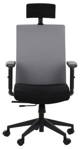 Sedia da ufficio ergonomica girevole RIVERTON F/H, braccioli regolabili, poggiatesta, seduta scorrevole (avanti-indietro), nero/grigio